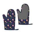 XMXT 2 Pcs Silicone Oven Mitts, Pink Yellow Floral Texture Thickened Non-Slip BBQ Gloves, Multicolor