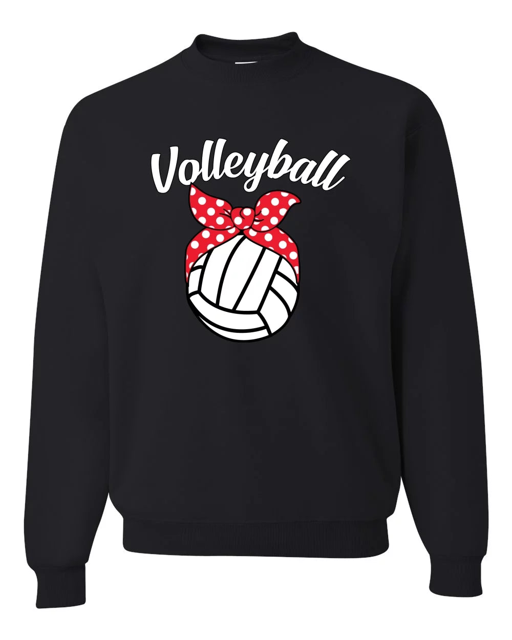 Wild Bobby, Volleyball Mom Cute Bow Ribbon Ball, Mother's Day, Unisex Crewneck Graphic Sweatshirt, Black, Small