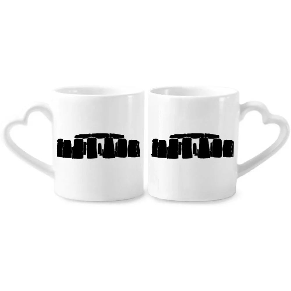 Britain Stonehenge United Kingdom Wiltshire Couple Porcelain Mug Set Cerac Lover Cup Heart Handle