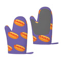 XMXT 2 Pcs Silicone Oven Mitts, Tempting Hot Dog Sandwich Thickened Non-Slip BBQ Gloves, Purple