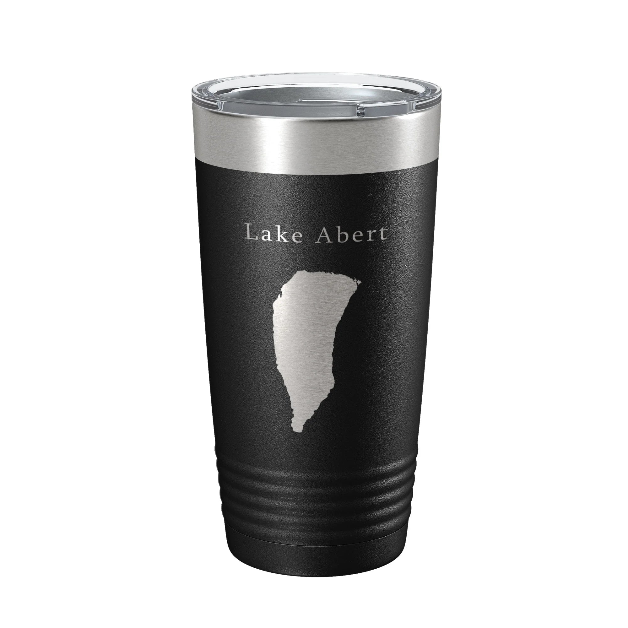Lake Abert Map Tumbler Travel Mug Insulated Laser Engraved Coffee Cup Oregon 20 oz Black