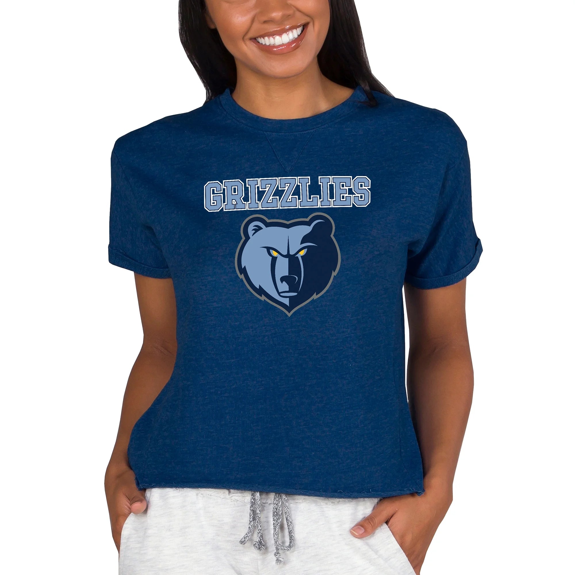Concepts Sport Navy Memphis Grizzlies NBA Women's Concepts Mainstream Terry SS Top