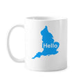 United Kingdom Outline Hello Greeting Mug Pottery Cerac Coffee Porcelain Cup Tableware