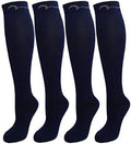 Youth Sport, Soccer, Football Long Compression Socks. Knee High 4 Pack for Kids and Youth; Boys & Girls Gift Set; Solid Color: All Navy Blue fits Ages 10-16.