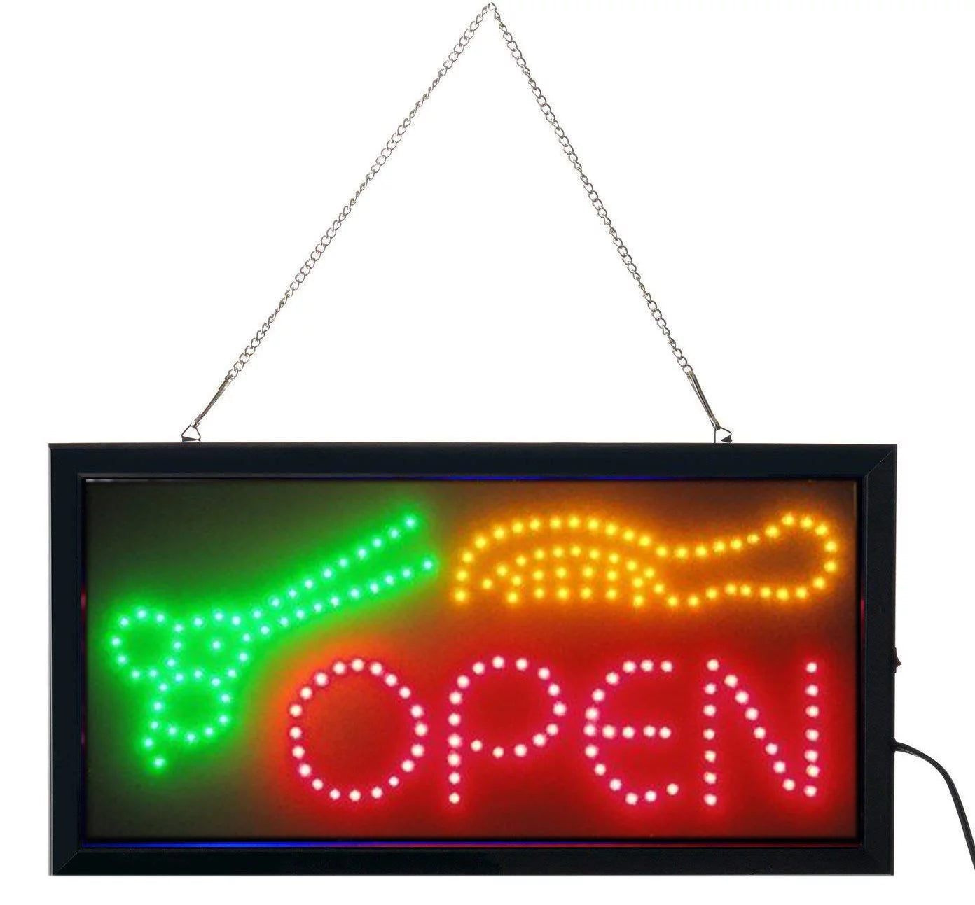 Ultra Bright LED Neon Animated Hair CUT Salon Open Sign for Business w/Power & Animation On/off L62