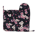 XMXY Oven Mitts and Pot Holders 2 Pcs Sets, Sakura Flowers Heat Resistant Silicone Cooking Gloves for Grill Baking BBQ Kitchen Decor
