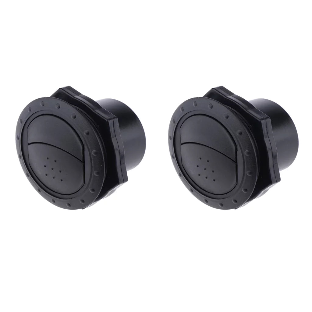 2 x RV Boat Trailer Round Louvered Ventilation Grill Cover Wall Mount Outlet - 60x65mm/2.36x2.55inch - Black