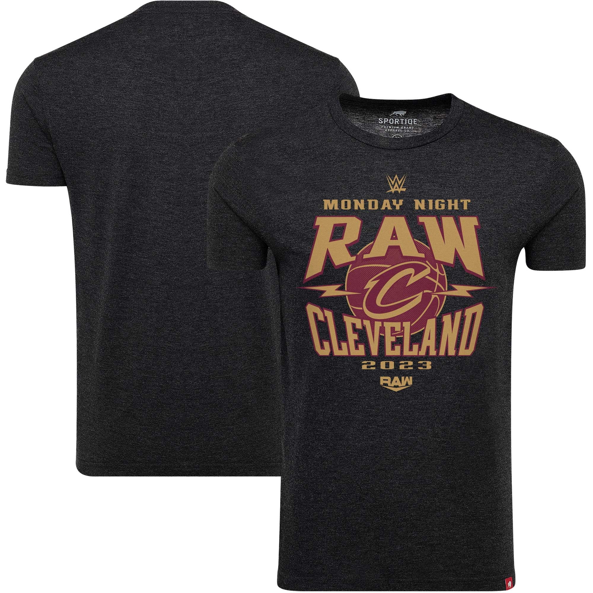 Men's Sportiqe Black Monday Night RAW x Cleveland Cavaliers Tri-Blend T-Shirt