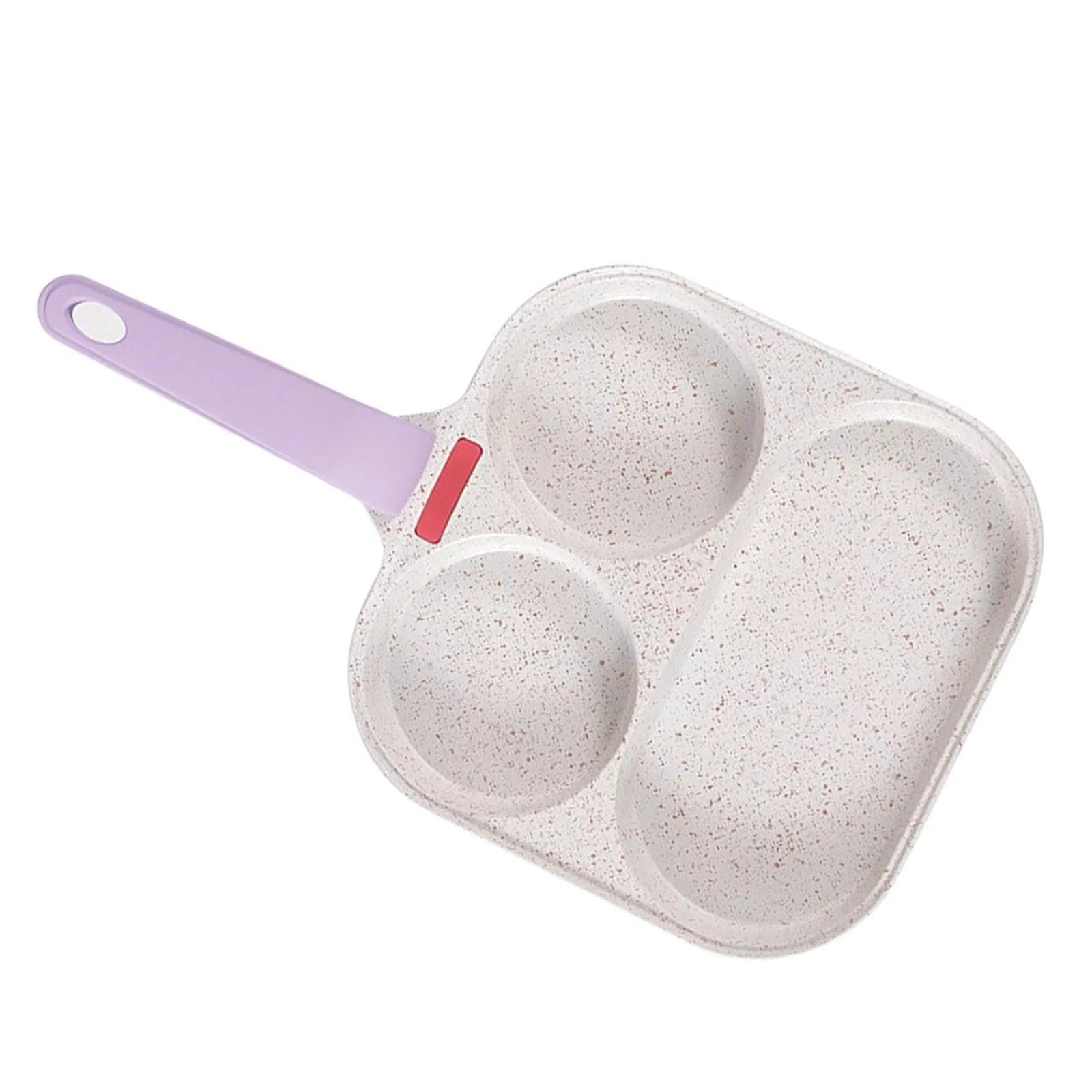 3 Section Skillet Mini Pancake Pan, Kitchen Cooking Tool Egg Steak Pot Egg Cooker Pan 3 in 1 Nonstick Pan, for Cooking Breakfast Burger violet handle