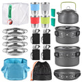Lixada Hiking Cookware Kit, Collapsible Bowl Pan Knife Fork, Travel Picnic Tableware Suit
