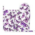 XMXY Oven Mitts and Pot Holders 2 Pcs Sets, Purple Painted Butterfly Heat Resistant Silicone Cooking Gloves for Grill Baking BBQ Kitchen Decor