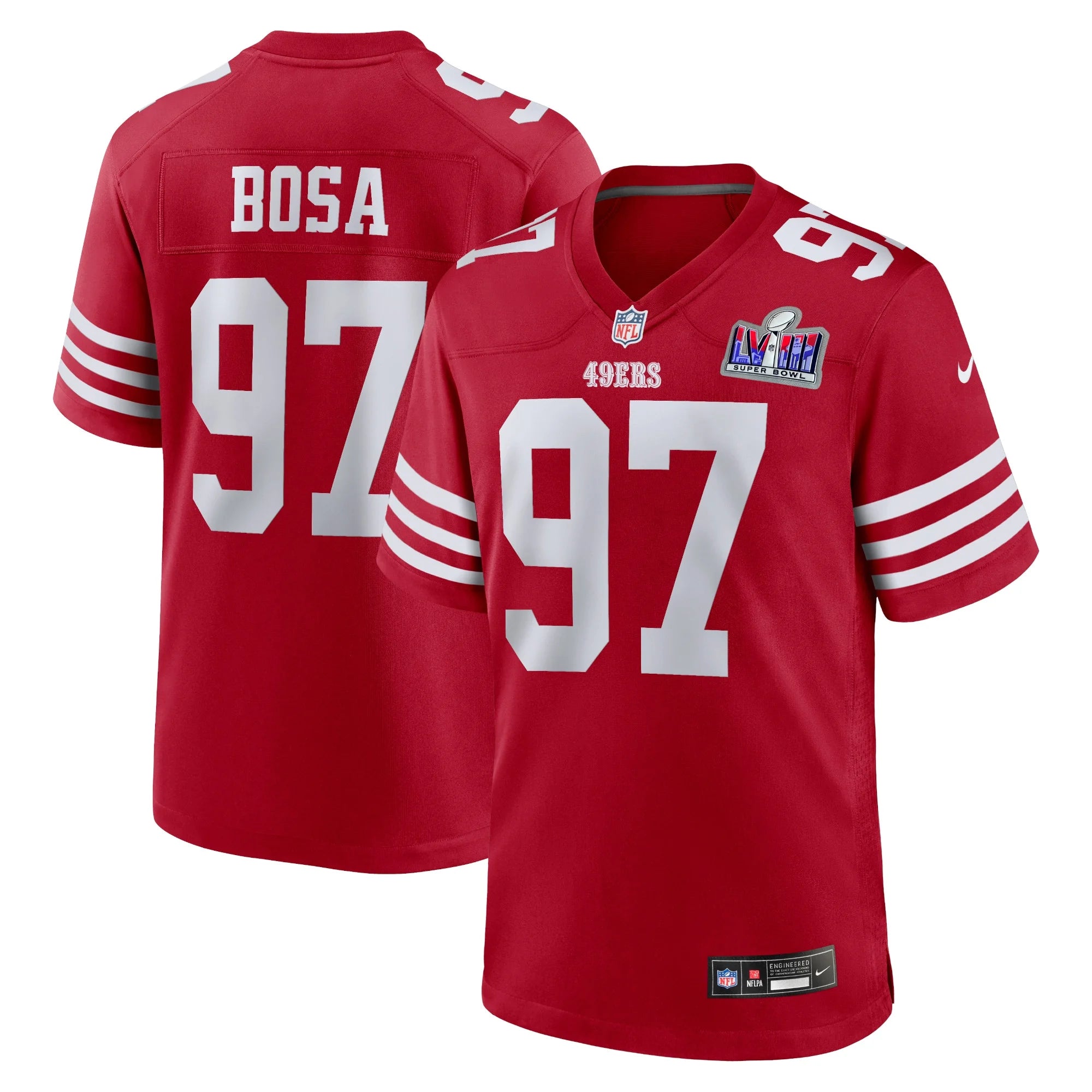 Men's Nike Nick Bosa Scarlet San Francisco 49ers Super Bowl LVIII Game Jersey