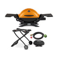 Weber Q1200 Liquid Propane Grill (Orange) w/ Hose, Cover, and Cart