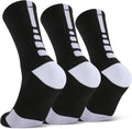 Fraobbg 3/5 Pairs Mens Basketball Crew Socks Cushioned Compression Athletic Sports Thick Calf Socks