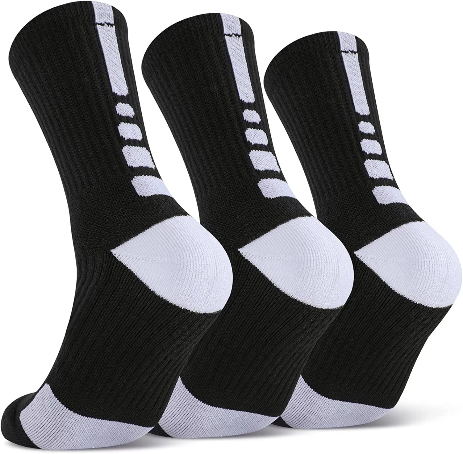 Fraobbg 3/5 Pairs Mens Basketball Crew Socks Cushioned Compression Athletic Sports Thick Calf Socks