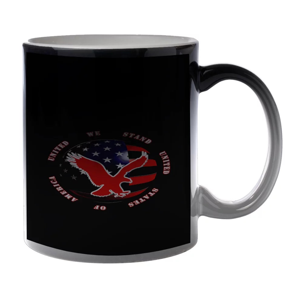 KuzmarK Black Heat Morph Color Changing Coffee Cup Mug 11 Ounce - United We Stand