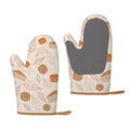 XMXT 2 Pcs Silicone Oven Mitts, Leaf Cake Design Illustration Thickened Non-Slip BBQ Gloves, Brown