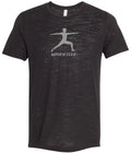 Mens WARRIOR Pose Symbol Burnout Yoga T-shirt, 2XL Black Slub