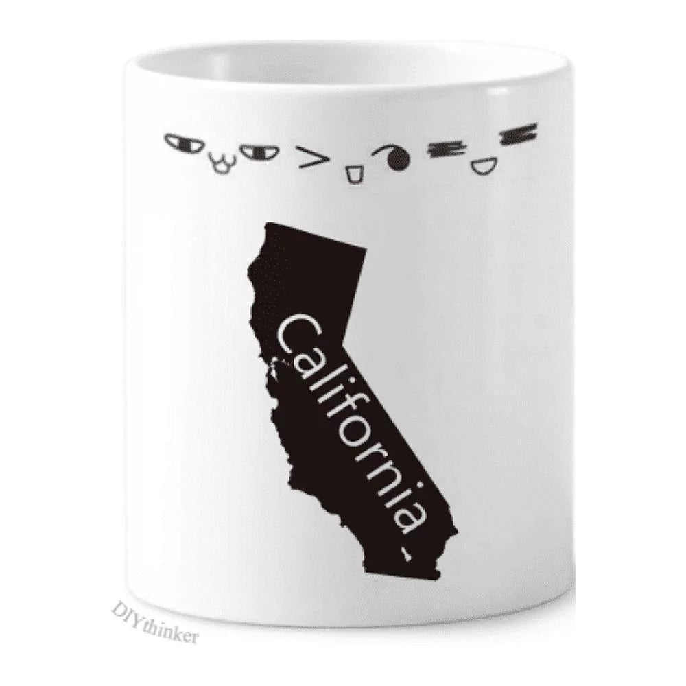 The United States California Map Outline Toothbrush Mug Cup Cartoon Lovely Pen Holder