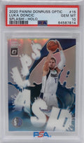 Luka Doncic Mavs 2020-21 Donruss Optic Splash! Holo Prizm Card PSA 10 Gem Mint