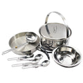 ammoon Camping Cookware Mess Kit Stainless Steel Cooking Set for 4, Ideal for Picnics and Adventures