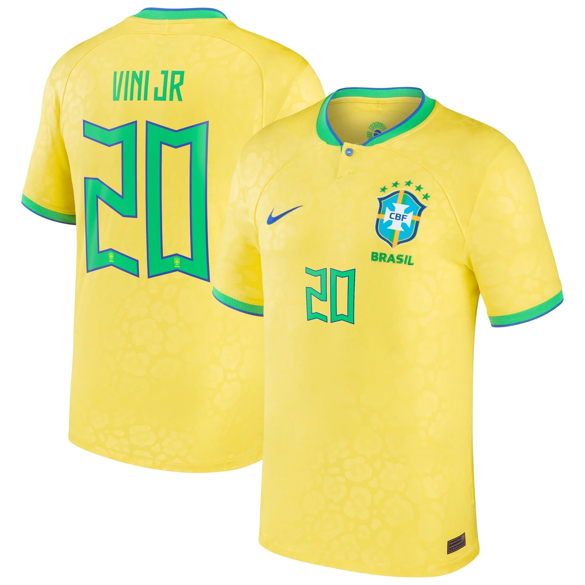 Men's Nike Vinicius Junior Yellow Brazil National Team 2022/23 Replica Home Jersey