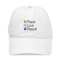 CafePress - Peace Love Rescue - Printed Adjustable Cotton Canvas Baseball Hat
