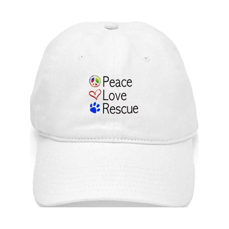 CafePress - Peace Love Rescue - Printed Adjustable Cotton Canvas Baseball Hat