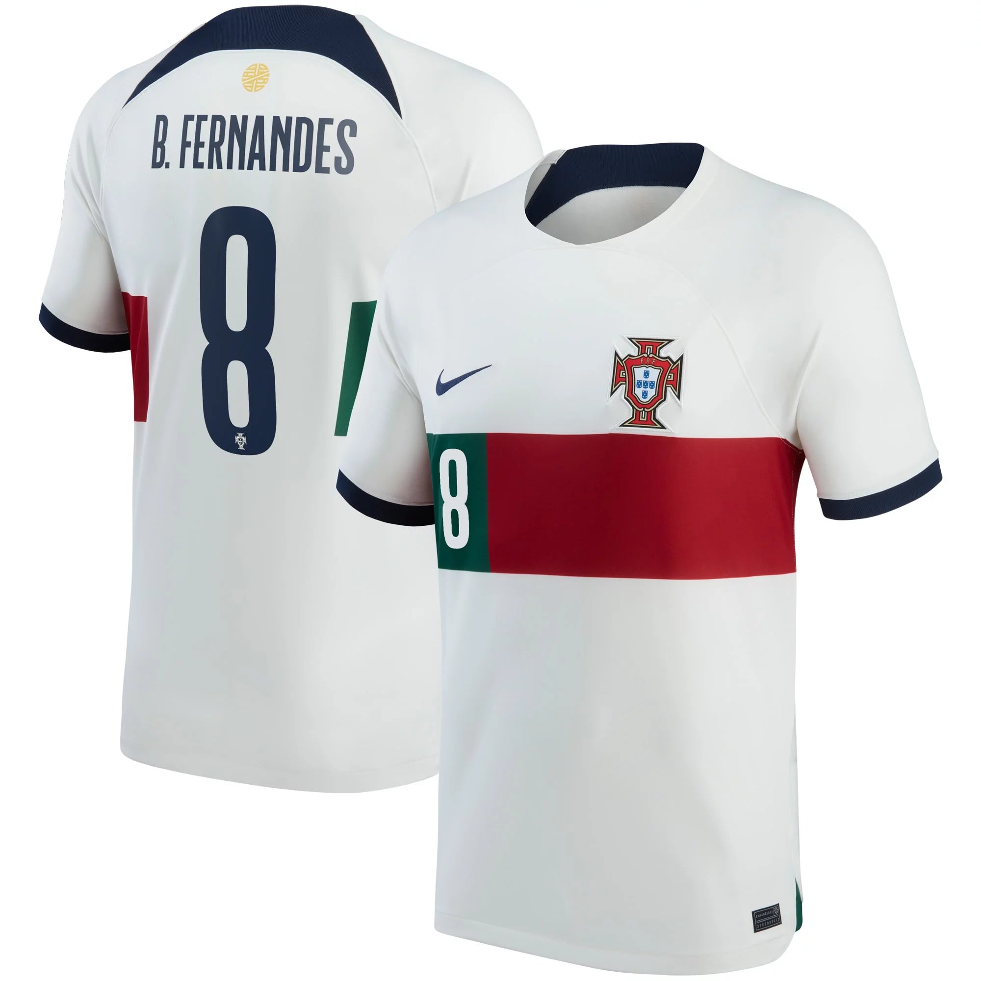 Men's Nike Bruno Fernandes White Portugal National Team 2022/23 Away Breathe Stadium Replica Player Jersey