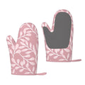 XMXT 2 Pcs Silicone Oven Mitts, Pink Leaf Texture Pattern Thickened Non-Slip BBQ Gloves, Pink
