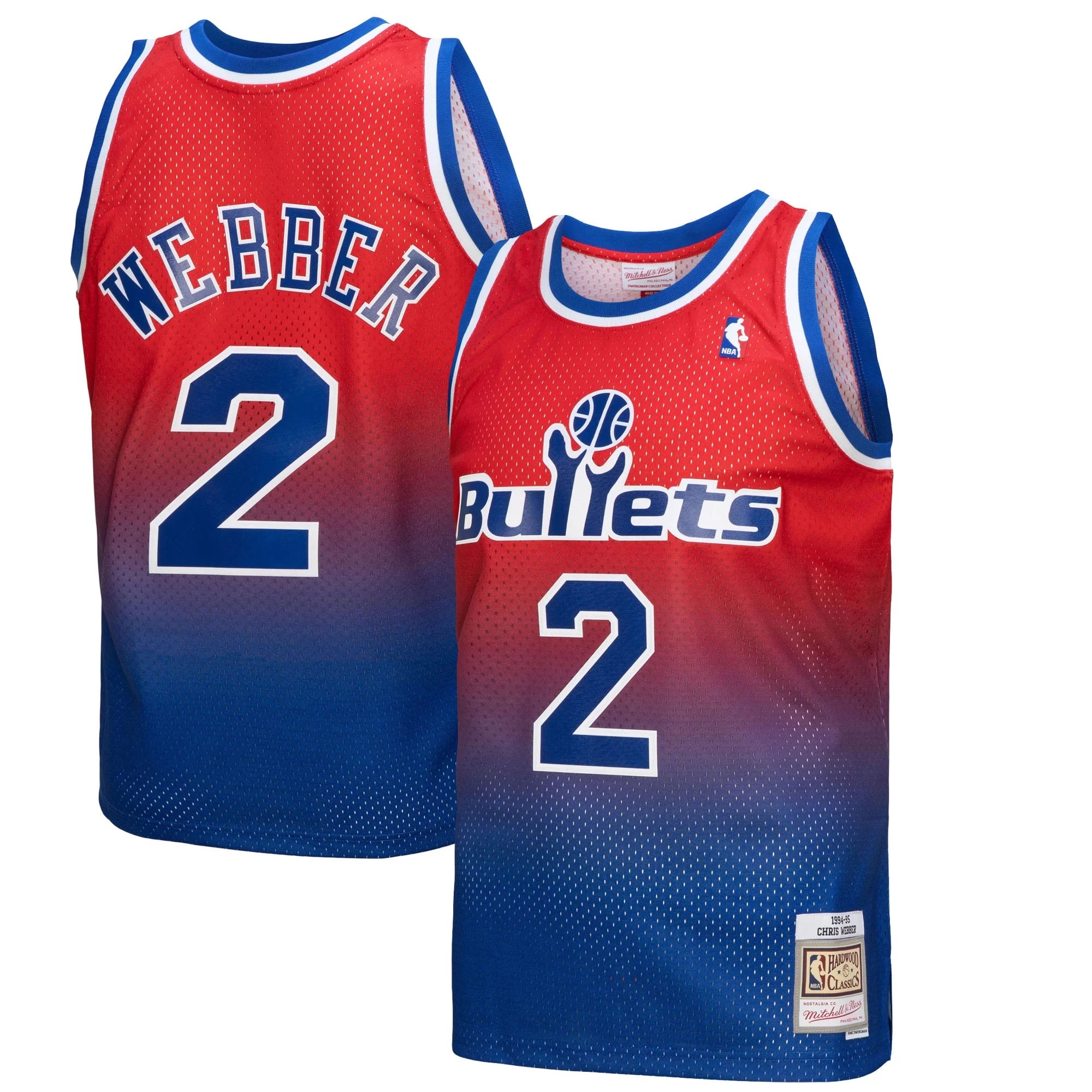 Men's Mitchell & Ness Chris Webber Royal/Red Washington Bullets 1994/95 Hardwood Classics Fadeaway Swingman Player