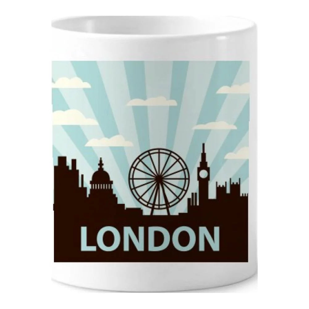 Britain UK London Eye Outline United Kingdom Toothbrush Pen Holder Mug Cerac Stand Pencil Cup