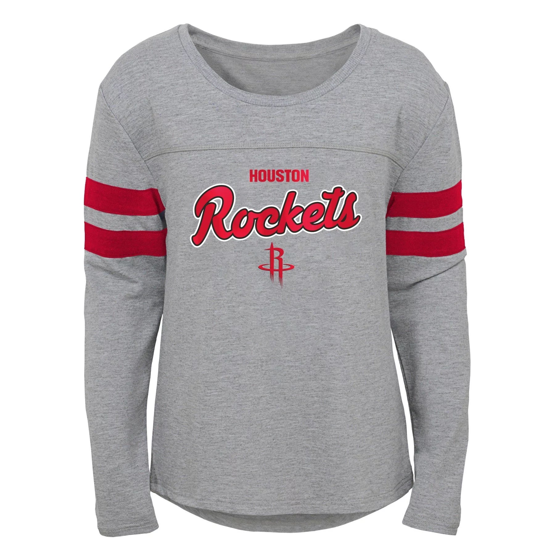 Outerstuff Houston Rockets NBA Girls Kids (4-6X) & Youth (7-16) Grey Long Sleeve Dolman Tee