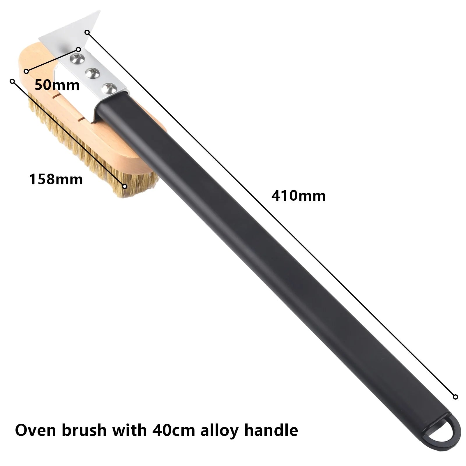 Pizza Oven Brush with Scraper Brass Bristles Pizza Stone Brush Adjustable
