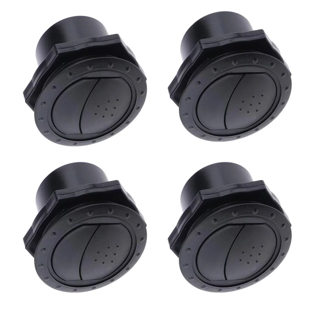 4 x RV Boat Trailer Round Louvered Ventilation Grill Cover Wall Mount Outlet - 60x65mm/2.36x2.55inch - Black