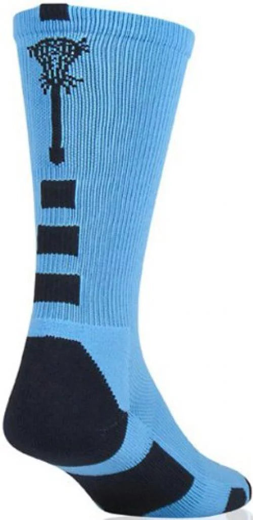 Midline Lacrosse Logo Crew Socks (Columbia Blue/Navy, Large)