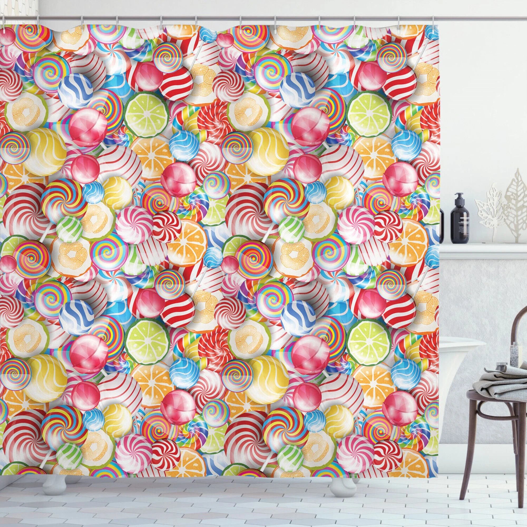 Vibrant Candyland Theme Shower Curtain: Brighten Your Bathroom with Colorful Delights