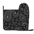 XMXY Oven Mitts and Pot Holders 2 Pcs Sets, Paisley Black Abstract Aesthetic Heat Resistant Silicone Cooking Gloves for Grill Baking BBQ Kitchen Decor