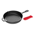 Lodge L8GPA1TS4 10.25 inch Cast Iron Grill Pan with Silicone Handle