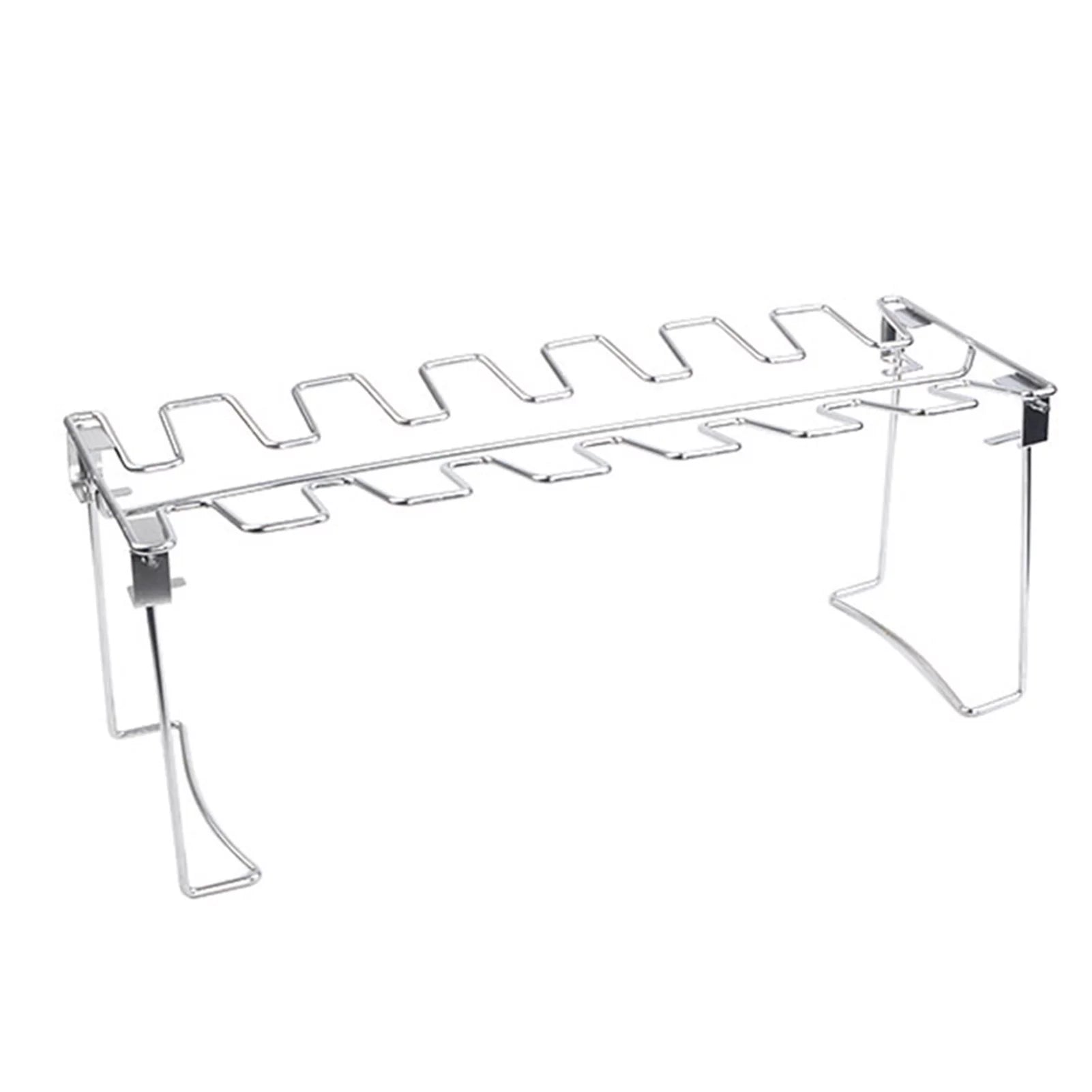 ammoon Stainless Steel Chicken Leg Rack Grill Foldable Design for Easy Storage and Portability
