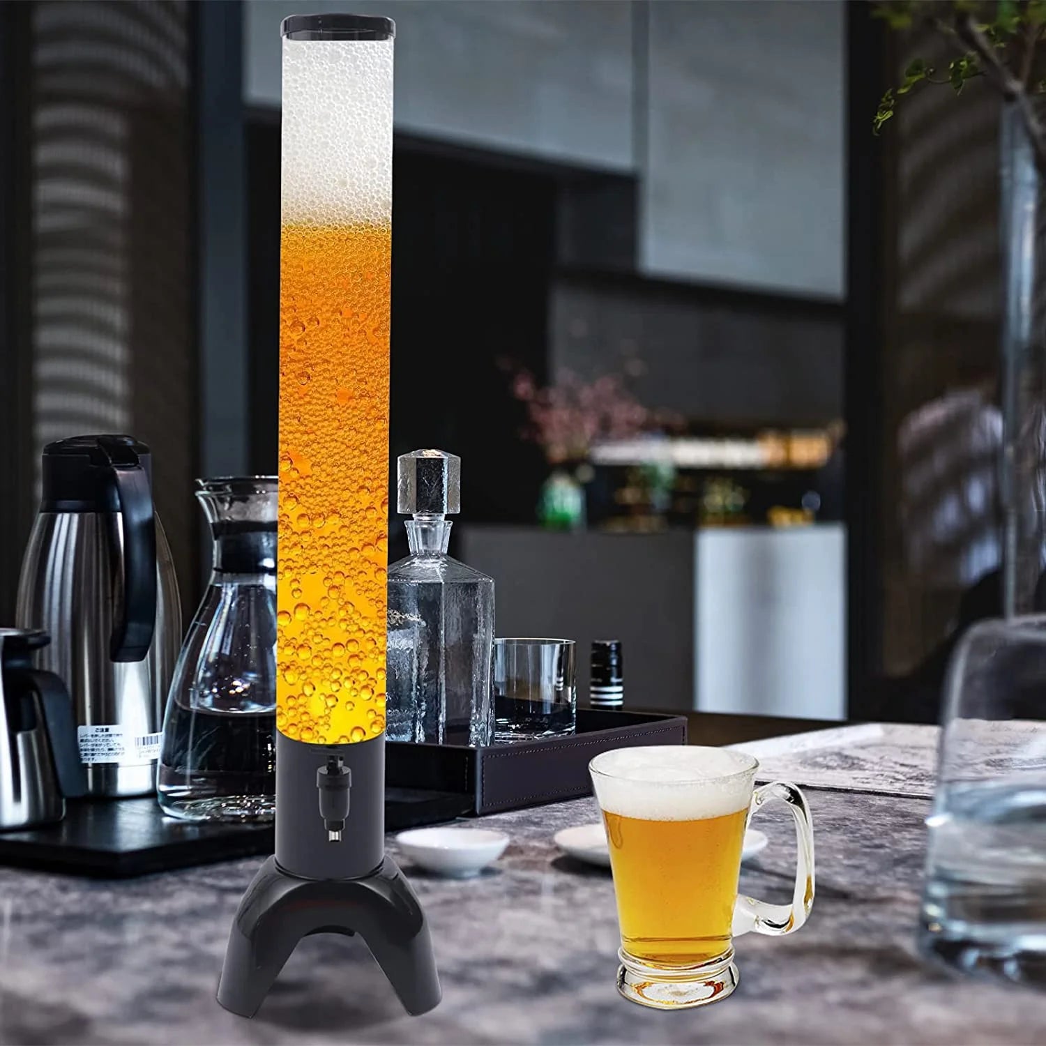 Oukaning 100 Ounce Beer Tower Dispenser, with Removable Ice Tube For Party