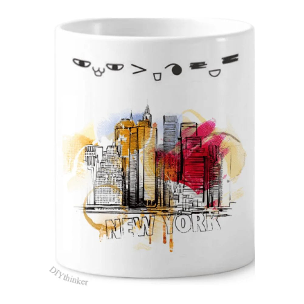 New York City America The United States Toothbrush Mug Cup Cartoon Lovely Pen Holder