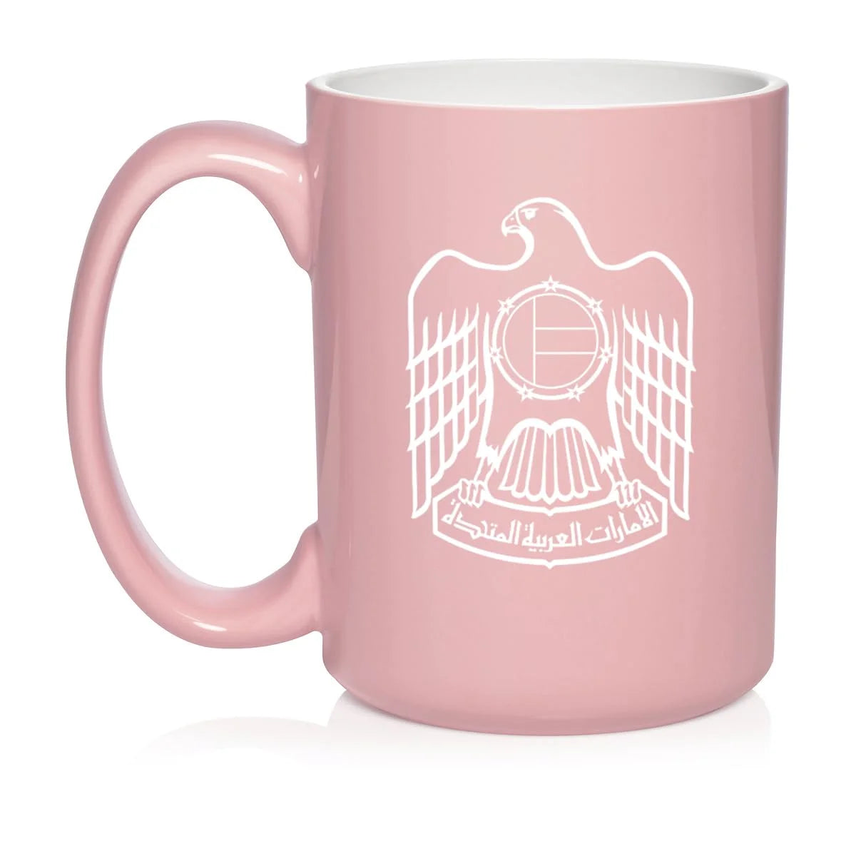 United Arab Emirates Eagle Ceramic Coffee Mug Tea Cup Gift (15oz Light Pink)