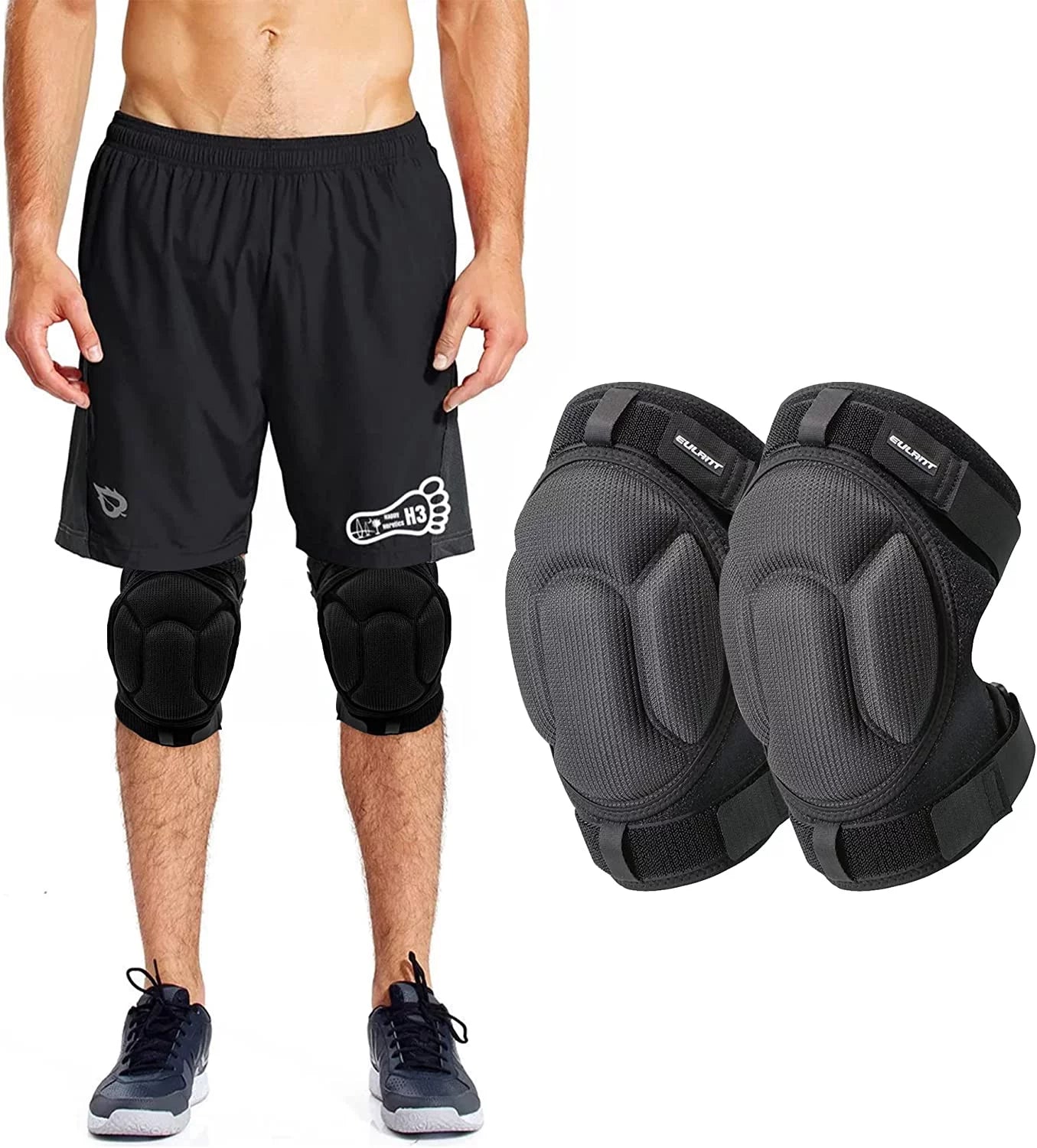 Namzi Knee Pads with Adjustable Bandage for Adults & Teenagers, Anti-Slip & Collision Avoidance Volleyball Football Basketball Knee Pads, Thick Padded Knee Protection