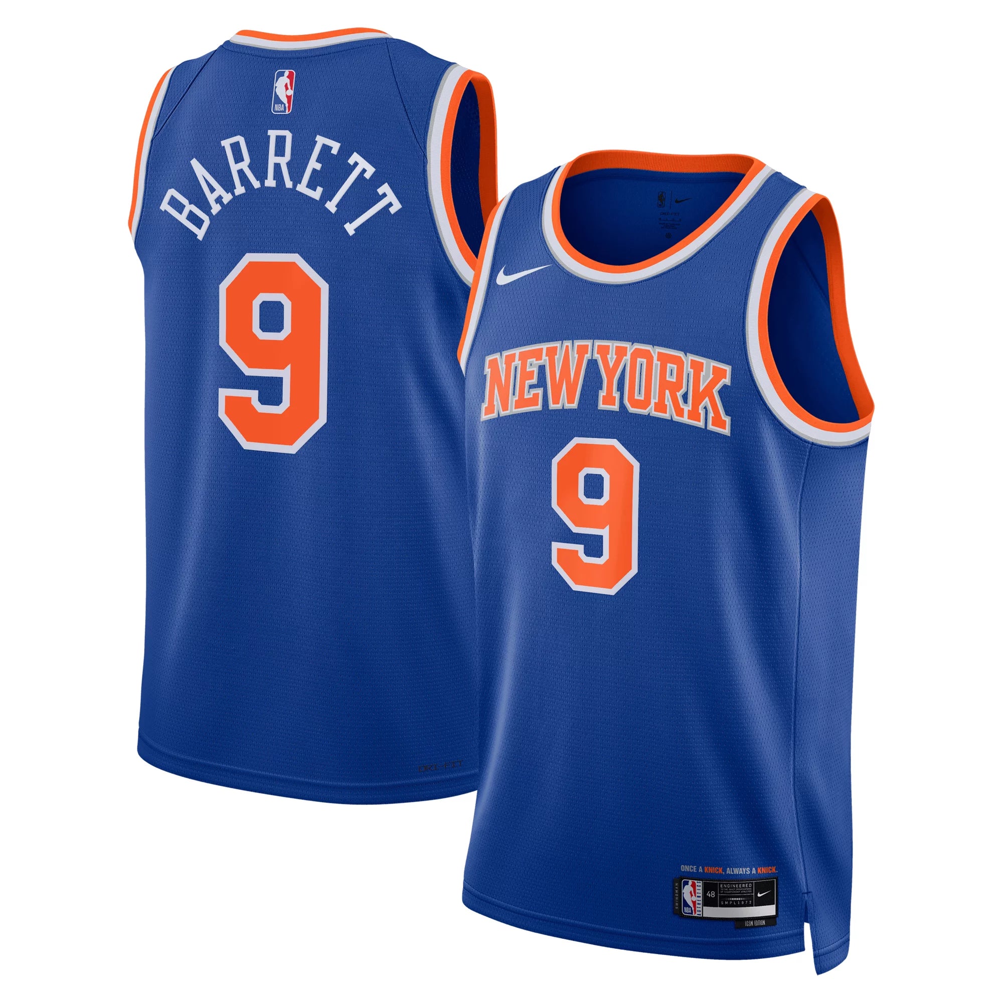 Unisex Nike RJ Barrett Blue New York Knicks Swingman Jersey - Icon Edition