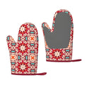 XMXT 2 Pcs Silicone Oven Mitts, Bohemian Abstract Geometry Thickened Non-Slip BBQ Gloves, Multicolor
