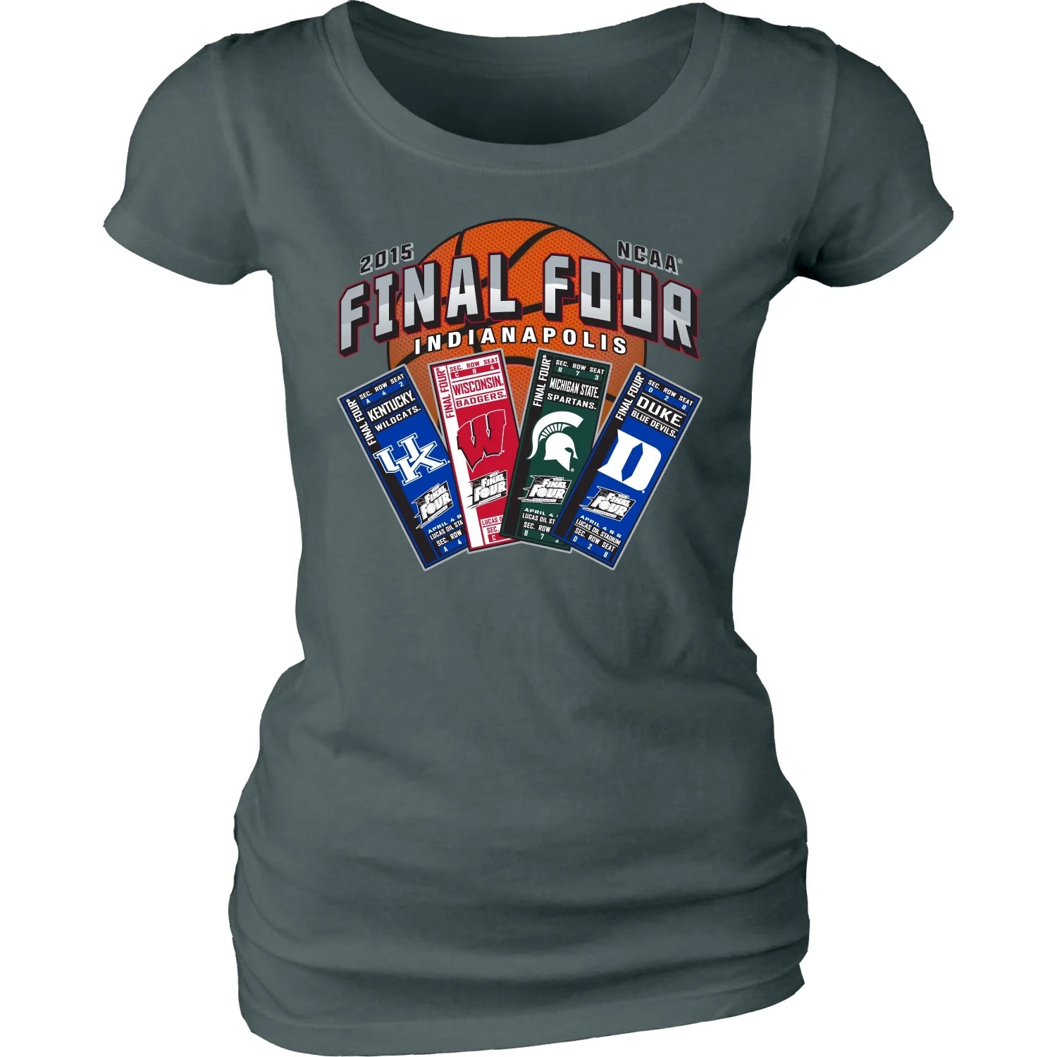 2015 Final Four Ticket Team Logos Indianapolis Basketball Women Shirt (L)