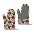 XMXT 2 Pcs Silicone Oven Mitts, Blooming Rose Print Thickened Non-Slip BBQ Gloves, Multicolor
