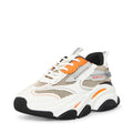 Steve Madden Possession White/Grey Lace Up Boyfriend Chunky Platform Sneakers (White/Grey/Orange, 8.5)