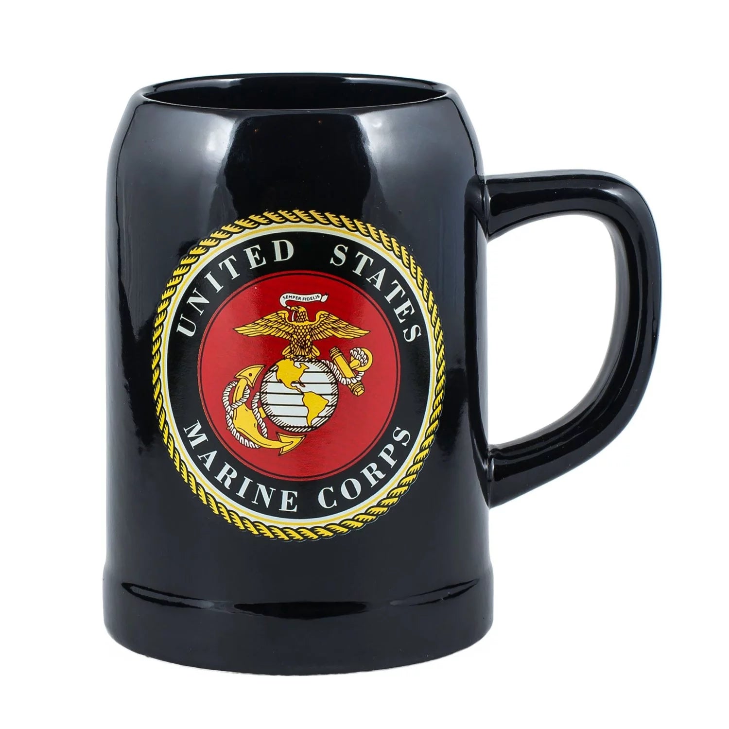 United States Marine Corps Decal Logo Black 20 Ounce Stoneware Mug